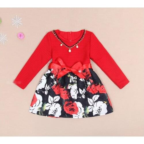 JENYA children clothing baby girls fashion floral with necklace dress spring&autumn princess dress new hot sale kids clothes