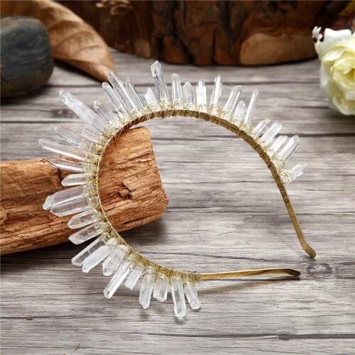 Luxury Crystal Tiara Hair Combs Raw Quartz Headband Wedding Crystal Comb Bridal Hair Accessories Prom Hairpins Jewelry Gifts