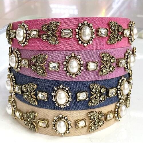 Baroque Bohemian Metal Rhinestone Plain Hairband Headband Adult Hair Accessories