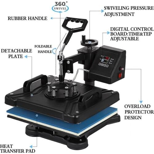 Five-in-one heat transfer machine Desktop heat transfer garment printing hot stamping machine T-shirt flat heat transfer machine