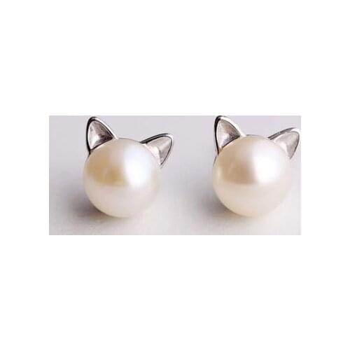 Silver plated Opal Crystal Earring Cute Lovely Cartoon Cat Kitten Sud Earrings For Women Jewelry