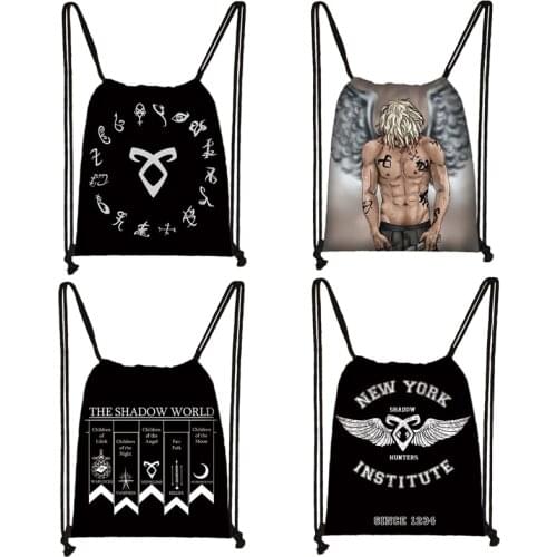 Shadowhunters / Supernatural Drawstring Bag Cool Men Daypack Travel Bag Small Backpack Beach Pouch Boys shoes bag