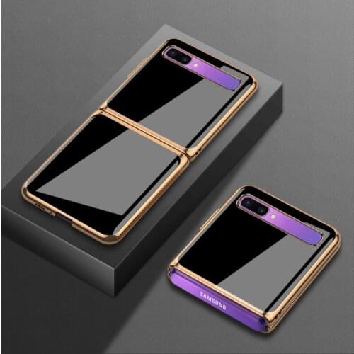 For Samsung zflip folding mobile phone case f700n protective case f700f glass electroplating f700f mens fashion 5g black
