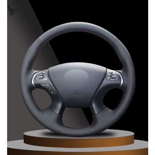 Hand-stitched Black Artificial Leather Steering Wheel Cover for Infiniti JX35 M35 M25 M56 Q70 QX60 Nissan Murano Pathfinder