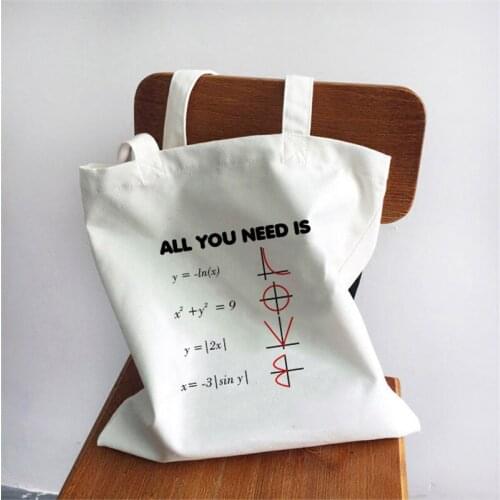 Math Print Tote Bag Shoulder Bags Fashion Casual Totebags Ladies Shopper Bags Handbag Canvas Shopping Bags Totes Large Capacity