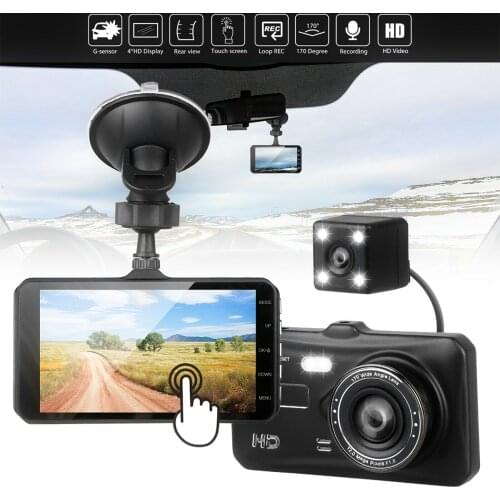 Dash Cam 4 inch Touch Screen Car DVR 1080P HD 170° Wide Angle Automotive Recorder Rearview Camera Support G-Sensor Night Vision