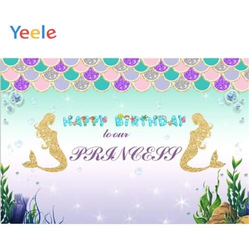 Yeele Birthday Photocall Cartoon Beauty Mermaid Sea Photography Backdrops Personalized Photographic Backgrounds For Photo Studio