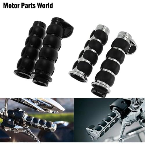 1'' 25mm Universal Rubber Handle Bar Throttle Assist Bar Ends Hand Grips Black/Chrome For Harley Dyna Chopper Custom For Honda