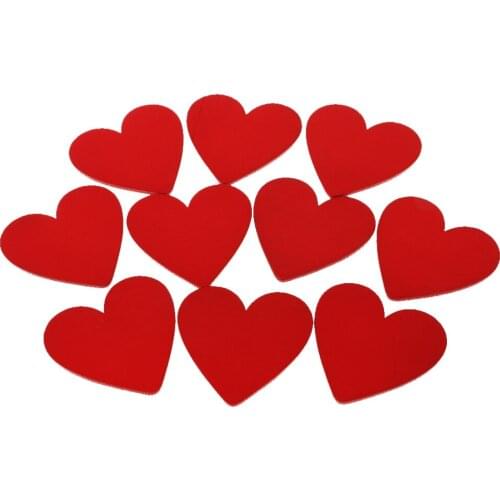 10 Pcs Red Heart Shape Wood Slice Wood Pieces For DIY Wedding Crafts 48mm
