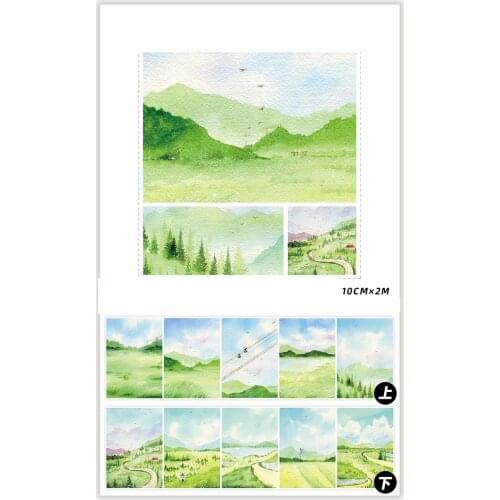 2M 2 Rolls Set Green Summer Field Washi Tape