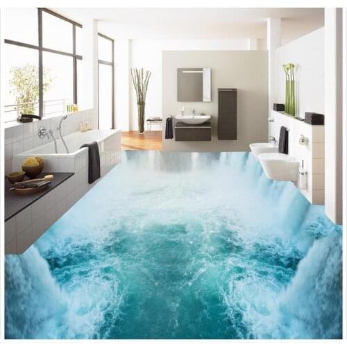 Floor Painting 3D Wallpaper Custom 3D Painting Floor Wallpaper PVC Adhesive Magnificent Falls Ocean Floor