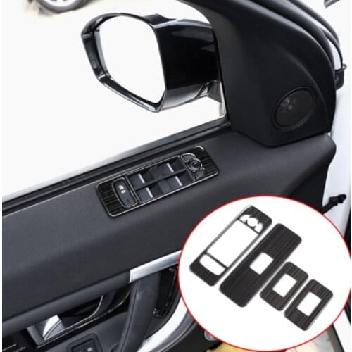4pcs Stainless Steel Black Brushed Car Door Window Lift Switch Button Frame Cover Trim For Land Rover Discovery Sport 2015-2017