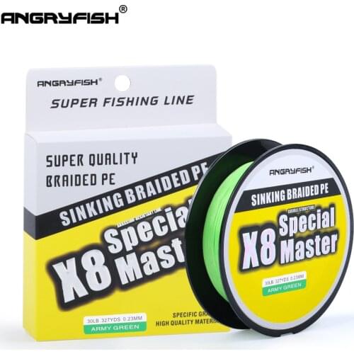 Angryfish x8 300M Master Series 8+1 Fast Sinking Braided Line Double Structre Strong Abrasion Resistant Braided PE 20-80LB