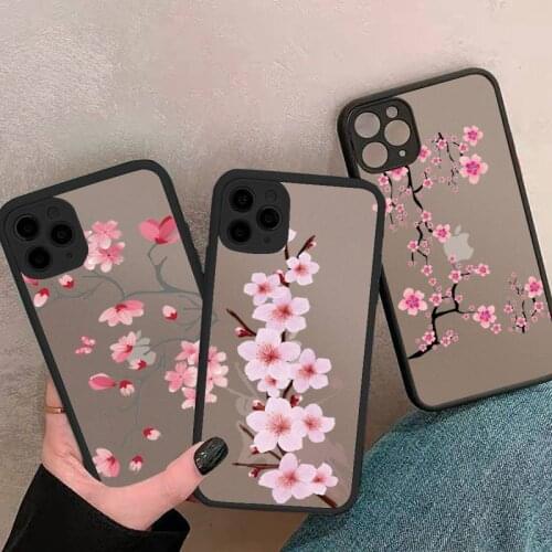 Pink Cherry Blossom Tree Phone Case matte transparent For iphone 7 8 11 12 plus mini x xs xr pro max cover