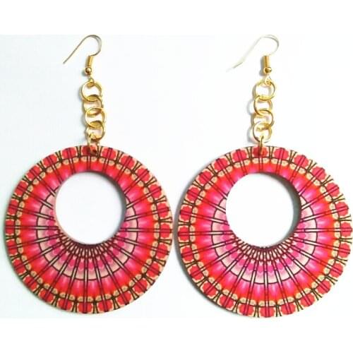 Wood Love Round Drop Earrings Women Drop Earrings Fashion Jewelry Eardrop Personality Hollow Hoop Earrings