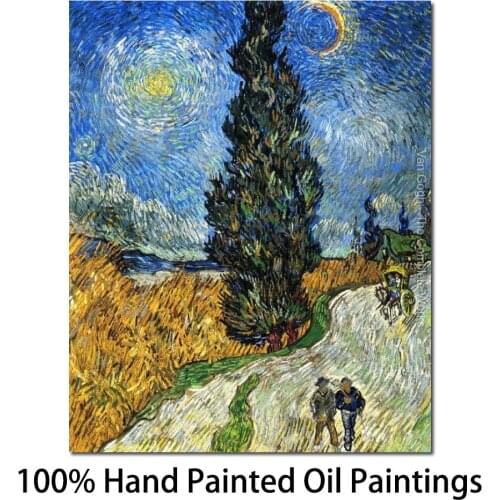 Cypress against a Starry Sky by Vincent Van Gogh Oil painting reproduction home decor Hand painted High quality