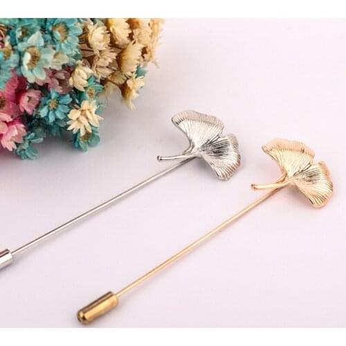 Vintage Brooches Unisex Collar Pins Ginkgo Biloba Leaf Lapel Pin Brooch Pins Men Flower Leaf Tassel Chain Brooch Bijoux Women