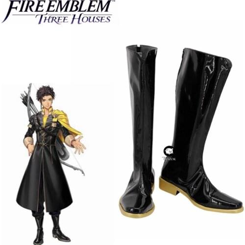 Game Fire Emblem: Three Houses Claude Cosplay Costume Shoes Boots Adult Mens Halloween Leather Boots