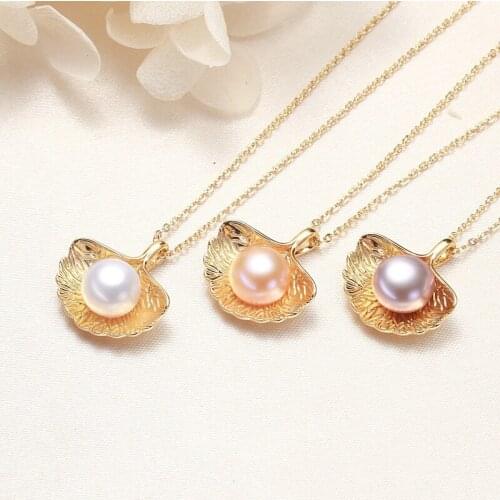 Leaf Style 8-9MM Size Big Size Bread Round Shape Real Freshwater Pearl Pendant Jewelry Nice Party Wedding Gift 10pcs/lot