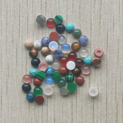 Fashion good quality assorted natural stone round cab cabochon beads for jewelry accessories 4mm wholesale 50pcs/lot free