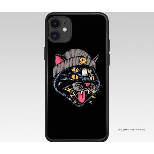 Fashion cat symbol trippy soft silicone TPU Phone case cover shell For iPhone 6 6s 7 8 Plus X XR XS 11 Pro Max
