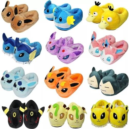 28cm Pokemon Umbreon Eevee Leafeon Glaceon Espeon Jolteon Vaporeon Snorlax Sylveon Psyduck Soft Stuffed Slippers For Adult Gifts
