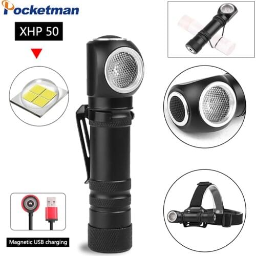 New XHP50 Multi-function Pen Clip White Work Light Flashlight can as headlamp Front Torch with Built-in Battery with head band