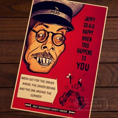 WATCH OUT FOR DRIVE AHEAD US anti-Jap Pacific WW2 Poster propaganda Retro Canvas Wall Stickers Posters Bar Home Decor Gift