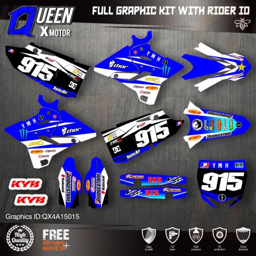 QUEEN X MOTOR Custom Team Graphics Backgrounds Decals 3M Stickers Kit For YAMAHA 2015 2016 2017 2018 2019 YZ125-250 015