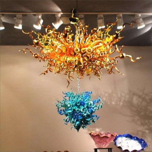 Multi Colored Ceiling Light Restaurant Decorative European Crystal Chain Hanging LED Glass Chandelier
