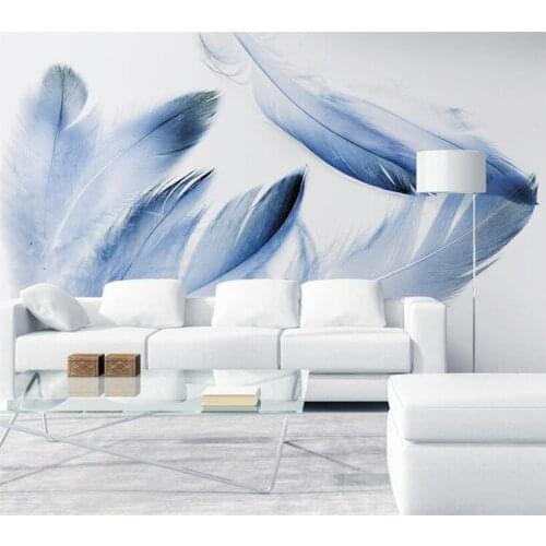 Blue Feather Abstract Photo Wallpaper Mural Wall Paper papier peint papel de parede para quarto Wallpaper for Walls 3 d Cusstom