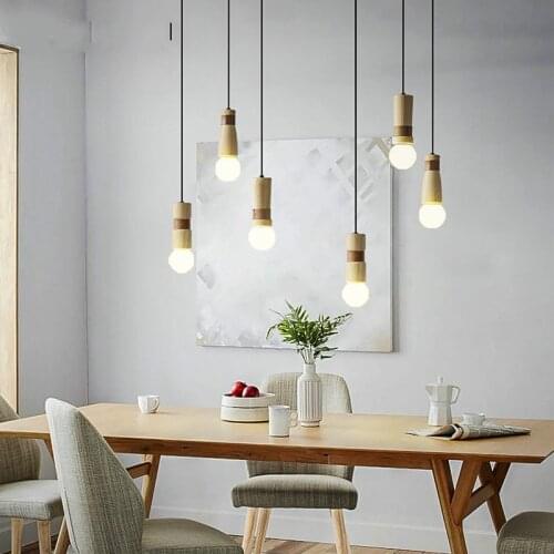 Modern simple pendant lamp living room dining room bar table lamp bedroom decoration bedside solid wood Chandelier home decor