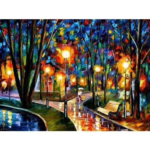 Modern art paintings for sale park by the lake knife oil painting Landscape for living room Hand painted