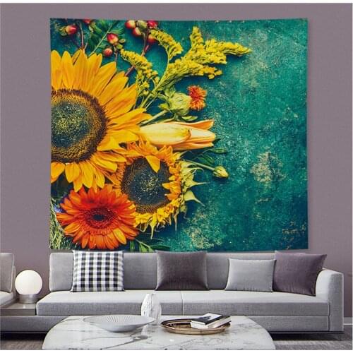 Modern Plant Sunflower Tapestry Hanging Painting Sunflower Hanging Cloth Living Room Bedroom Home Wall Decor Digital Printing