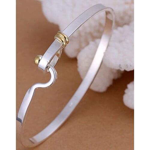 B073 Trendy Silver Color Bracelet 925 Fashion Jewelry Simple Bangle /arrajiya Avuajnba
