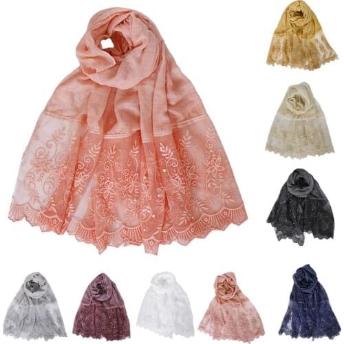 Women Islamic Wrap Headwear Headscarf Scarf Muslim Hijab Cotton Sequins Scarf Shawl Long Scarf Turban Beading Wrap Pashmina New