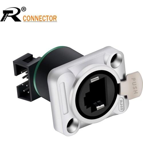1pc RJ45 Ethernet Network Waterproof Aviation Female Socket with PCB Board Network Interface Connectort 8P8C