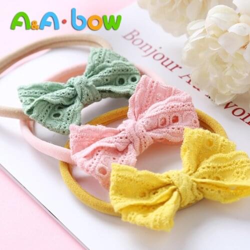 1pcs Candy Color Bow Headbands For Baby Girls Handmade Soft Band Elastic Nylon Headwrap Beautiful Gift For Kid Hair Accessories