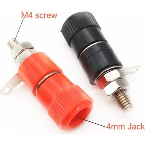 10PCS Terminal Blocks JS-919 4mm Amplifier Terminal Connector Binding Post Banana Plug Jack Mount 5pcs Black + 5pcs red Socket