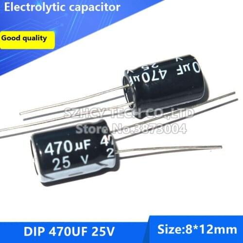 100pcs DIP 470UF 25V 8*12 Electrolytic capacitor
