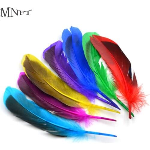 MNFT 100Pcs Mixed Colors Plume Feather Fly Tying Wing Tail Material 10~15cm Length Duck Feather Fly Bait Fish Tying Material