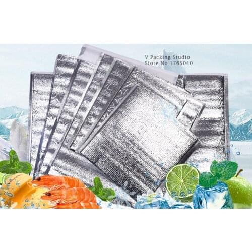100pcs Aluminum Foil Insulation Takeaway Food Warm Bag Seafood Fresh Frozen Ice Pack Thicker Lunch Boxes Cold Bags