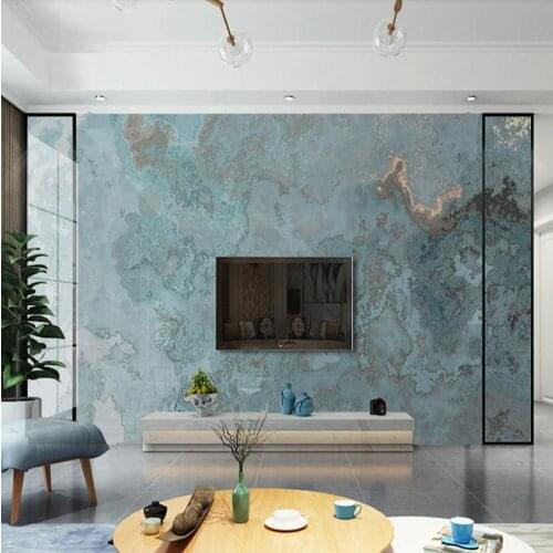 Milofi Custom 3D Wallpaper Mural Modern Abstract Retro Blue Marble Living Room Background Wall Decoration Mural Wallpaper