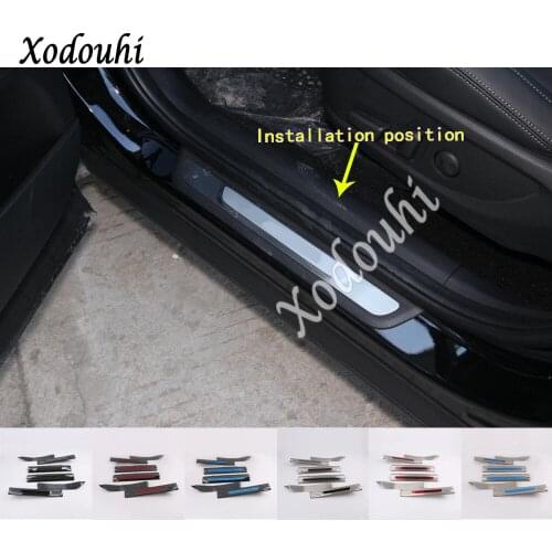 For Hyundai Santa Fe SantaFe 2019 2020 car inner inside threshold bumper trim stainless Steel scuff sill trunk plate pedal 4pcs
