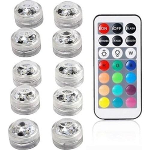 5/10pcs Underwater LED Lights Submersible RGB Waterproof Light Battery Powered Swimming Pool Light With Battery For Vase Pond