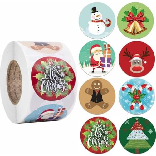 500pcs Merry Christmas Decorations Stickers Christmas Tree Elk Candy Bag Sealing Sticker Christmas Gifts Box Label New Year 2022