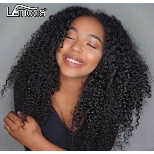 Afro Kinky Curly Hair Clip Human Hair Clips In Extensions Lemoda Brazilian Hair Full Head 8 Pcs/Set 120G Natural Black Free Ship
