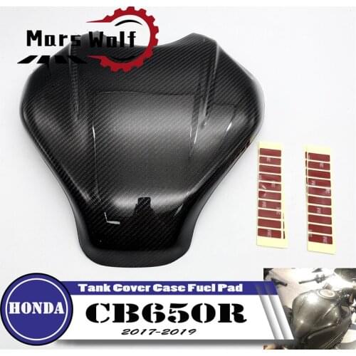 Motorcycle Accessories Real Carbon Fiber Tank Cover Case Fuel Pad Protectors For Honda CB650R CBR650R CB-650R CBR-650R 2017-2019