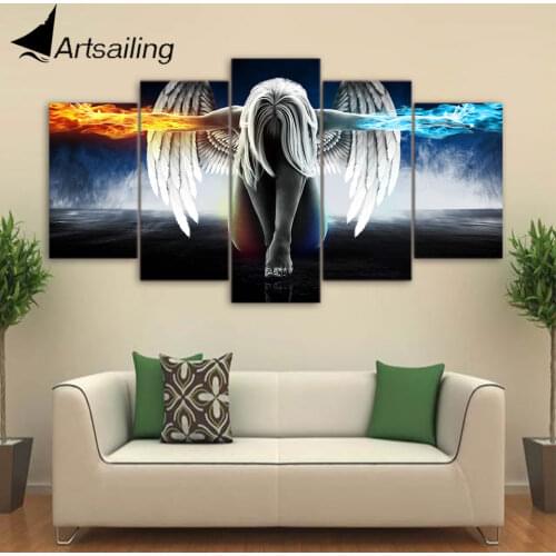 Artsailing 5 piece canvas art anime Angel Girl Wings painting home decor Modula Painting Modula pictures up-874