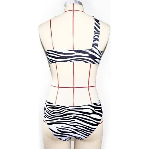 Free Shipping European And American-Style Hot Selling Bikini One-Shoulder Two-Piece Leopord Pattern Exposure-Simple Two-Piece